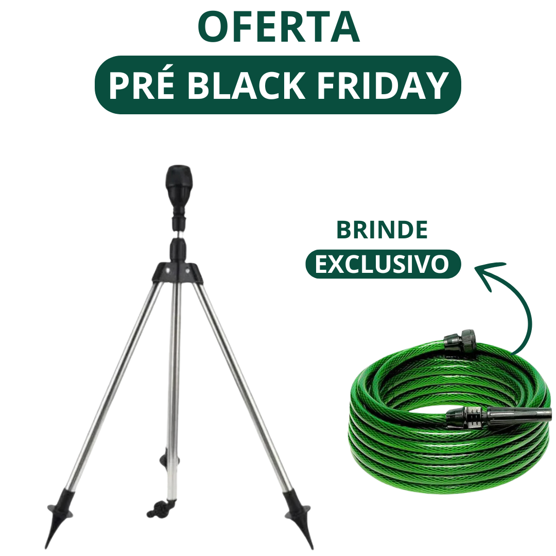 [PRÉ BLACK FRIDAY] Tripé 360º Aspersor Para Irrigação Automática - GiroPro + Mangueira de Brinde